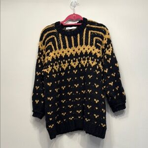 Zara Black and Gold Nordic Crew Neck Sweater